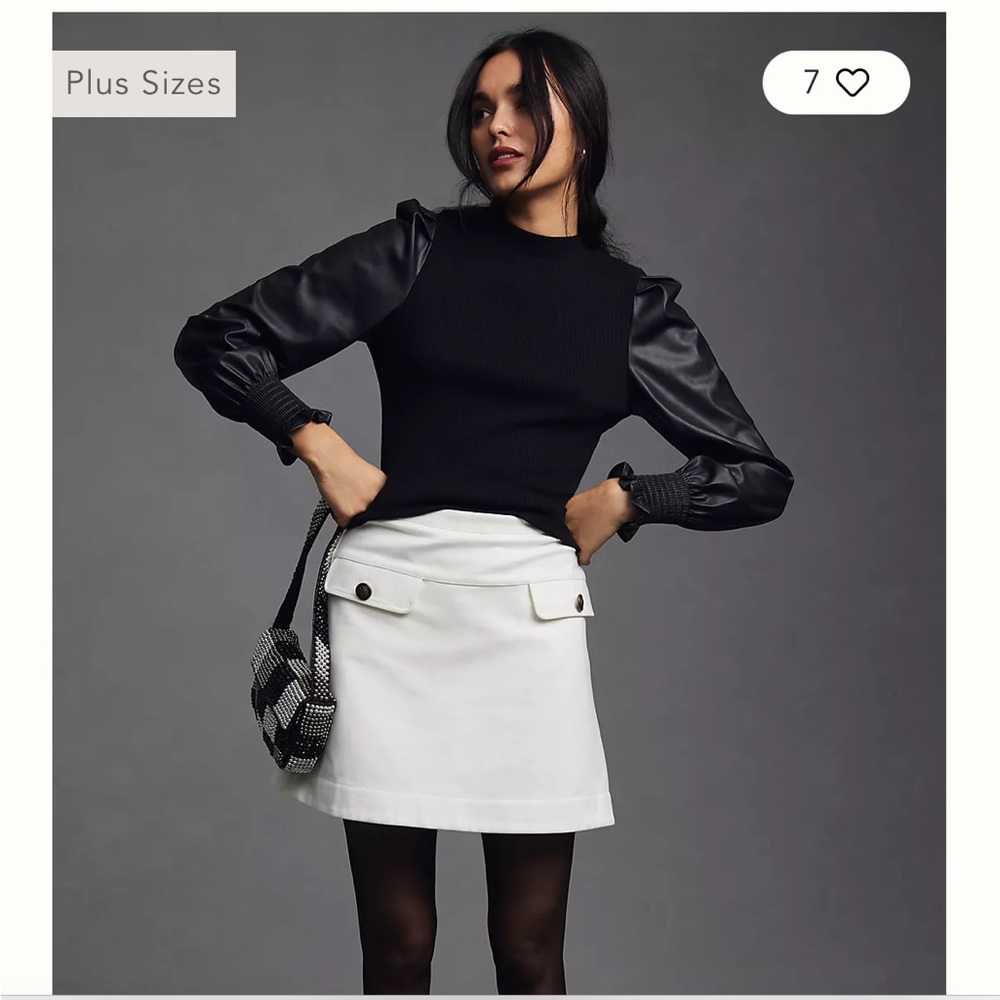 Anthropologie Dolan Faux leather sweater top